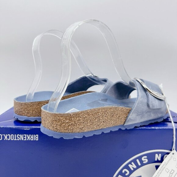 Birkenstock Madrid Big Buckle Sandal Blue Fog Oiled Leather Wms EU 37 US 6- 6.5 - Picture 7 of 13